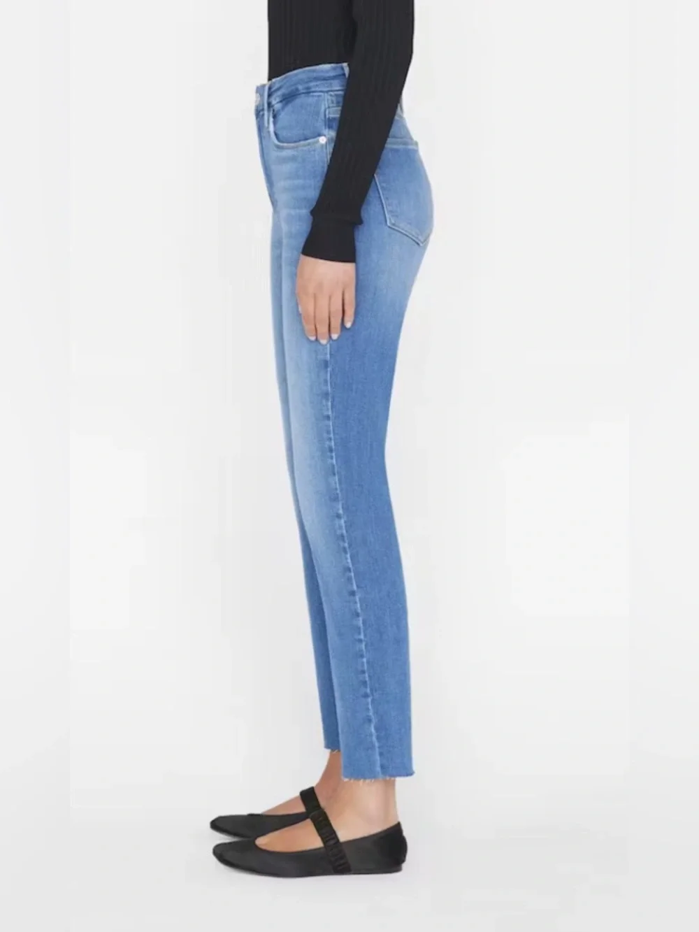 FRAME DENIM LE SUPER HIGH STRAIGHT DRIZZLE RAW AFTER DESIGNER DENIM JEANS SZ 27 - Picture 2 of 6
